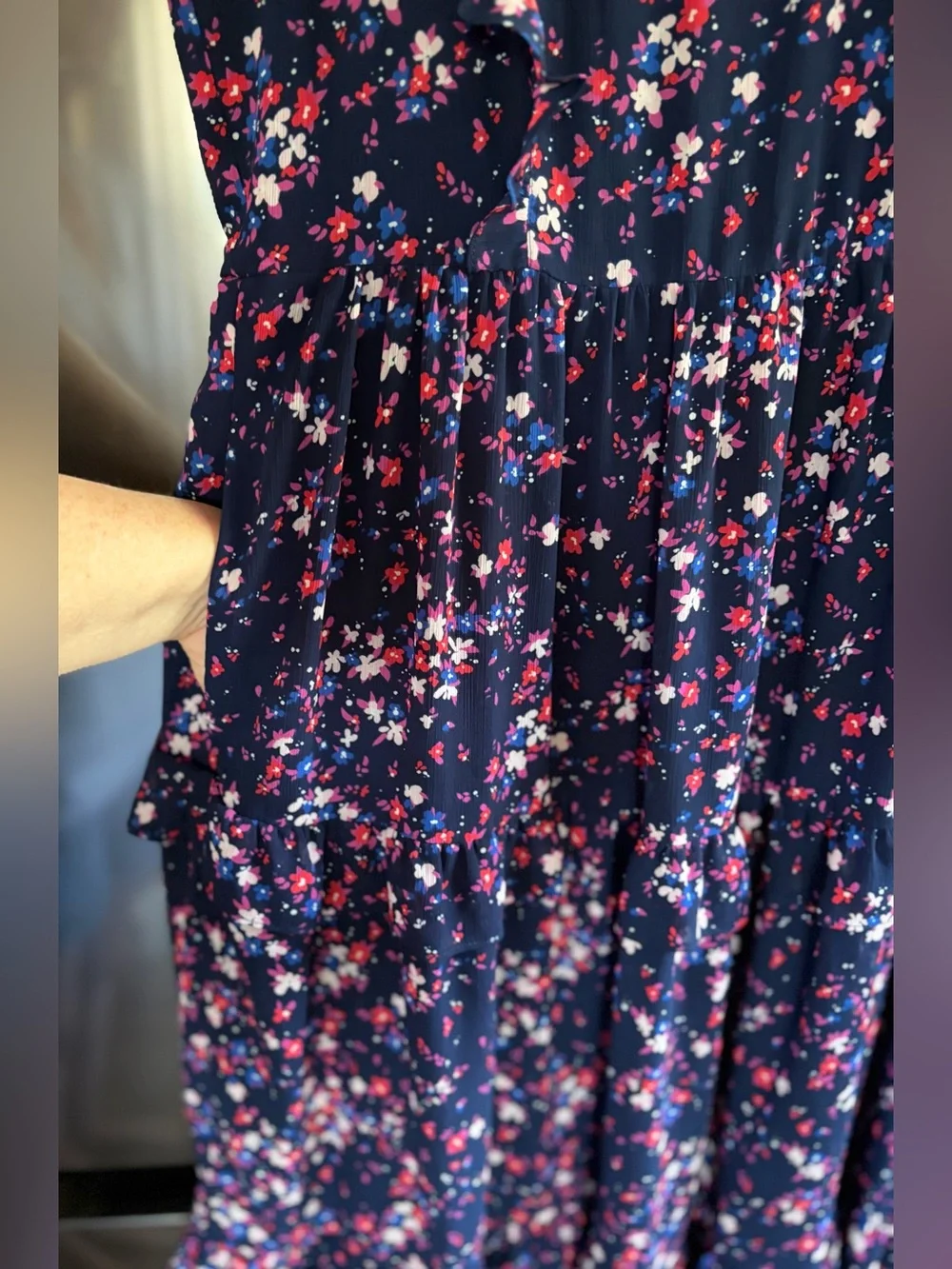 J Crew Boho Ditsy Floral Ruffled Tiered Romantic Cottagecore Maxi Dress EUC Sz 8